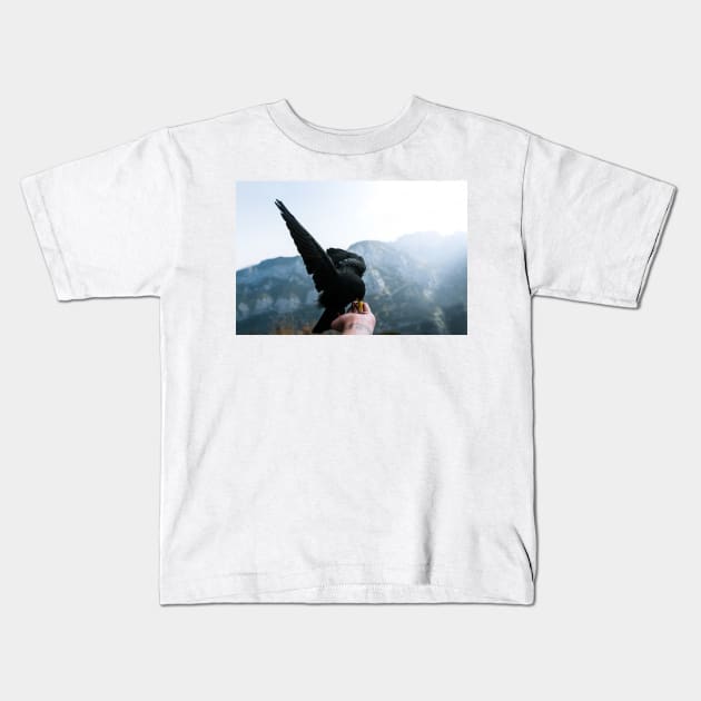 Flying Mountain Bird - Wildlife Photography Kids T-Shirt by regnumsaturni